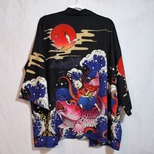 Lei Meng 5 Cats Kimono Kaiwami Koi Cover Up Size OS